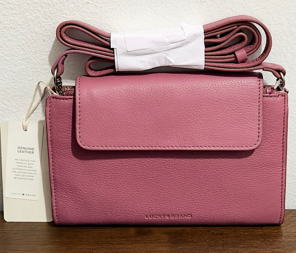 NWT: Lucky Brand - Women's Leather, Raspberry, Convertible, Azbi Crossbody Bag